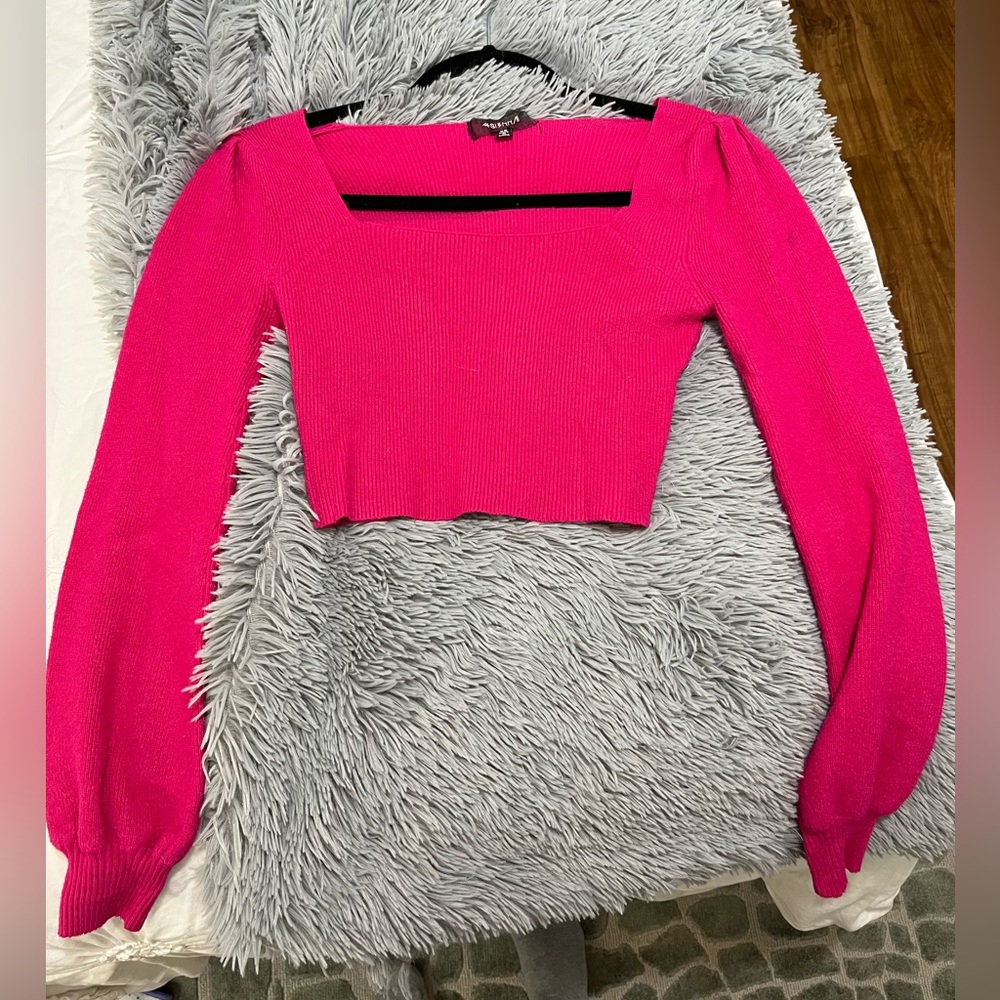 Pink Knit Cropped Sweater